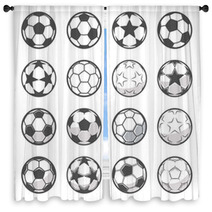 Set Of Sixteen Monochrome Soccer Balls Football Or Soccer Related Collection Symbol Of Football Window Curtains 207180874