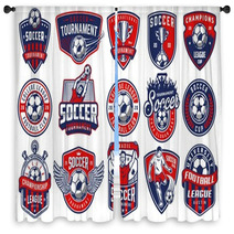 Set Of Soccer Emblems Window Curtains 201823500