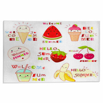 Set Of Summertime Icons With Cute Fruits Rugs 206808886
