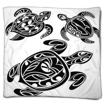 Set Of Tattoo Turtles Blankets 53622724