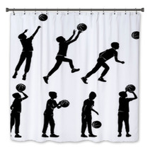Set Silhouettes Boy Playing Basketball Bath Decor 229631102