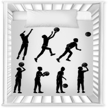 Set Silhouettes Boy Playing Basketball Nursery Decor 229631102