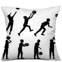 Set Silhouettes Boy Playing Basketball Pillows 229631102