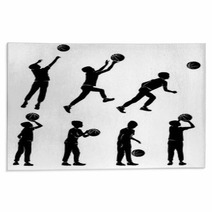 Set Silhouettes Boy Playing Basketball Rugs 229631102