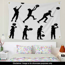 Set Silhouettes Boy Playing Basketball Wall Art 229631102