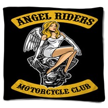 Sexy Angel And Motorcycle Engine Blankets 175011422
