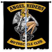 Sexy Angel And Motorcycle Engine Window Curtains 175011422