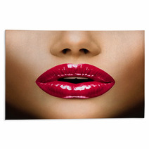 Sexy Lips. Beautiful Make-up Closeup. Kiss Rugs 59443735