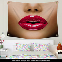 Sexy Lips. Beautiful Make-up Closeup. Kiss Wall Art 59443735