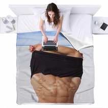 Sexy Man Undressing. Blankets 68428881