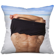 Sexy Man Undressing. Pillows 68428881