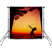 Sexy Nude Archer At Sunset Backdrops 63068662