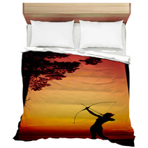 Sexy Nude Archer At Sunset Bedding 63068662