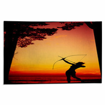 Sexy Nude Archer At Sunset Rugs 63068662