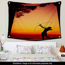 Sexy Nude Archer At Sunset Wall Art 63068662