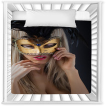 Sexy Woman In Mysterious Venetian Carnival Mask Nursery Decor 61929014
