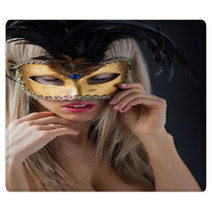 Sexy Woman In Mysterious Venetian Carnival Mask Rugs 61929014
