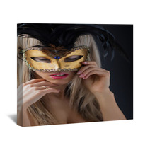 Sexy Woman In Mysterious Venetian Carnival Mask Wall Art 61929014