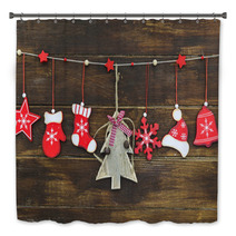 Shabby Chic Rustic Christmas Decorations On Wooden Board Bath Decor 57887970