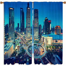 Shanghai Night View From The Oriental Pearl Tower Window Curtains 67949640