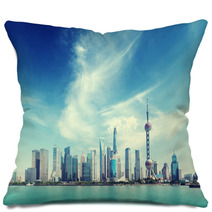 Shanghai Skyline And Sunny Day Pillows 67949368
