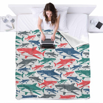 Shark Seamless Pattern Blankets 115490282
