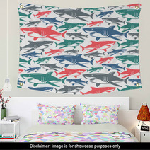 Shark Seamless Pattern Wall Art 115490282
