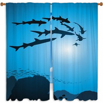 Sharks Window Curtains 44319805