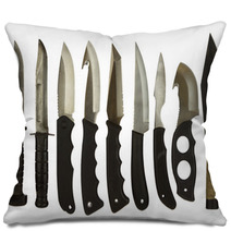 Sheath Knives Isolated On A White Background Pillows 53175555