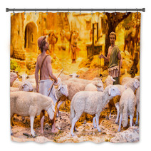 Shepherds With A Herd Of Sheep Bath Decor 55725541