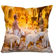 Shepherds With A Herd Of Sheep Pillows 55725541