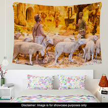 Shepherds With A Herd Of Sheep Wall Art 55725541