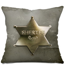 Sheriff Star, Old Style Vector Pillows 60488628