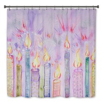 Shining Candles On A Lavender Background The Dabbing Technique Near The Edges Gives A Soft Focus Effect Due To The Altered Surface Roughness Of The Paper Bath Decor 313418586