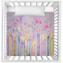 Shining Candles On A Lavender Background The Dabbing Technique Near The Edges Gives A Soft Focus Effect Due To The Altered Surface Roughness Of The Paper Nursery Decor 313418586