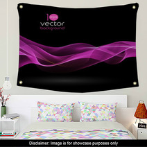 Shiny Color Waves Over Dark Vector Backgrounds Wall Art 66939600