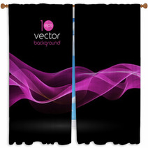 Shiny Color Waves Over Dark Vector Backgrounds Window Curtains 66939600