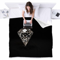 Shiny Diamond On Black Background Blankets 60267716