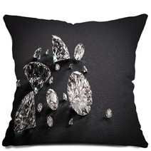Shiny Diamonds On Black Background Pillows 58375967