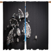 Shiny Diamonds On Black Background Window Curtains 58375967