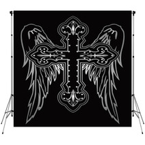 Shiny Religious Cross With Wing Illustration Backdrops 17244063