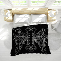 Shiny Religious Cross With Wing Illustration Bedding 17244063