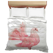 Side View Of A Pink Dove Against White Background Bedding 49143341