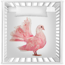 Side View Of A Pink Dove Against White Background Nursery Decor 49143341