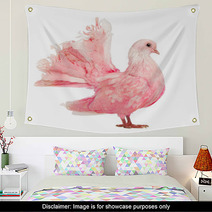 Side View Of A Pink Dove Against White Background Wall Art 49143341