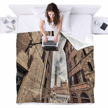 Siena, Italy. Beautiful View Of Famous Medieval Architecture Blankets 61151538
