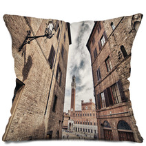 Siena, Italy. Beautiful View Of Famous Medieval Architecture Pillows 61151538