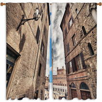 Siena, Italy. Beautiful View Of Famous Medieval Architecture Window Curtains 61151538