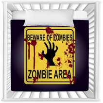 Sign Of Zombie Area Zombie Hand Silhouette Nursery Decor 106789739
