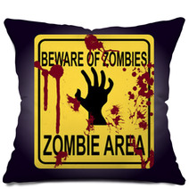 Sign Of Zombie Area Zombie Hand Silhouette Pillows 106789739